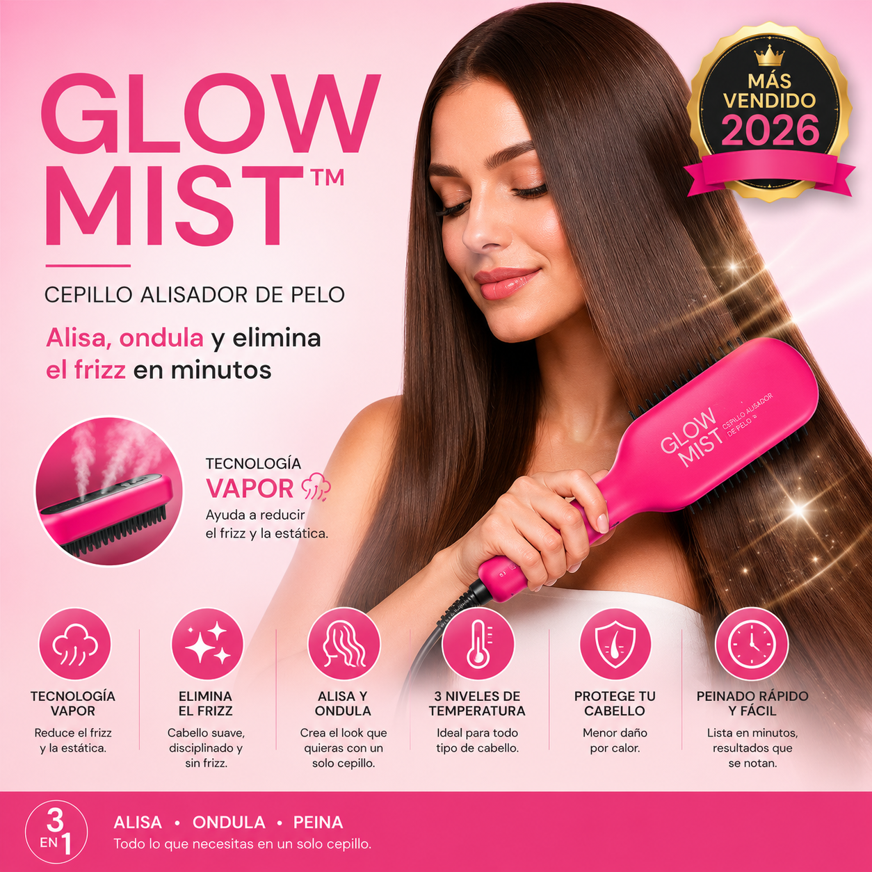 Cepillo Alisador de Pelo - Glow Mist™️